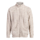 Boyne Valley Knitwear Mens Zip-up Cardigan with Cable Patterns Skiddaw Front View DublinGiftCompany.com