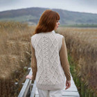 ML153-109 Oversized Aran Cable Vest for Ladies in Parsnip Color SAOL  Reverse View Dublin Gift Shop