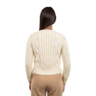 ML152 Ladies Cable Cardigan SAOL Knitwear White Dublin Gift Shop