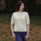 ML151 Short Sleeve Cable Sweater natural Color  SAOL Knitwear Dublin Gift Shop