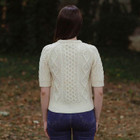 ML151 Short Sleeve Cable Sweater Parsnip Color  Back  SAOL Knitwear Dublin Gift Shop
