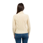 ML150 Cable Knit Turtle Neck Sweater White SAOL Knitwear Dublin Gift Shop