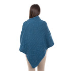 Cable Knit Cowl Neck Poncho ML906 Teal SAOL Knitwear Back  View Dublin Gift Shop