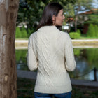 Turtle Neck Cable Sweater ML900 Natural White SAOL Knitwear Back View Dublin Gift Shop