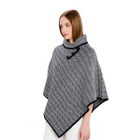 Ladies Herringbone Cape AWL318 Navy Blue SAOL Knitwear Side View Dublin Gift Shop