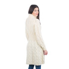 Aran Cable Signature Coat ML126 Natural White SAOL Knitwear Side View Dublin Gift Shop