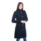 Aran Cable Signature Coat ML126 Navy Blue SAOL Knitwear Front View Dublin Gift Shop