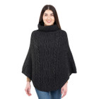 Cable Stitch Poncho ML132 Charcoal Dublin Gift Shop Front View