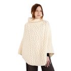 Cable Stitch Poncho ML132 Natural White Dublin Gift Shop Front View