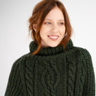 Cable Stitch Poncho ML132 Army Green Dublin Gift Shop Details View