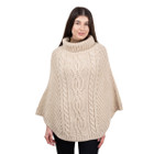 Cable Stitch Poncho ML132 Parsnip Dublin Gift Shop Front View