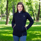 Cable Knit Side Zip Cardigan ML136 Navy Blue Dublin Gift Shop Front View
