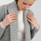 Open Front Cable Knit Cardigan AWL121 Grey Dublin Gift Shop Details View