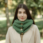 Ladies Coconut Buttons Snood Scarf ML303 Green White Dublin Gift Shop