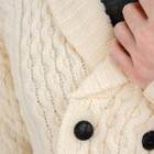 Double Breasted Shawl Cardigan MM225 Natural White Dublin Gift Shop Details View