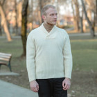 Men's Shawl Collar Fisherman Sweater MM224 Natural White Dublin Gift Shop  Reverse View