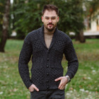 Mens Cable Shawl-Collar Cardigan MM904 Anthracite Dublin Gift Shop  Front View