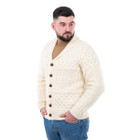 Mens Cable Shawl-Collar Cardigan MM904 Natural White Dublin Gift Shop Side View