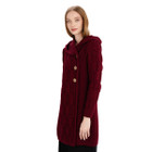 Aran Leaf Coat ML162-108 Wine Side View