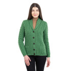 Ladies Shawl Neck Cardigan ML164 - 105 Green DGC Front view