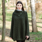 Cowl Neck Button Poncho ML169 - 102 Army Green DGC