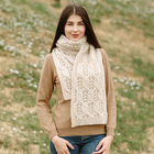 Aran Leaf Scarf	ML168 - 100 Natural