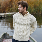 Men's Wool Half Zip Sweater MM902 - 100 Natural DGC