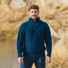 Men's Wool Half Zip Sweater MM902 - 102 Ocean Blue