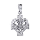 Sterling Silver Fleur-de-Lis Celtic Cross Pendant  EI-17G2D63606868-set