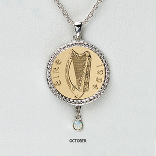 Irish Luck October Birthstone Penny Pendant