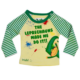 Green Stripe Leprechaun Made Me Do It Kids T-Shirt DublinGiftCompany.com