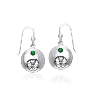 Irish Shamrock Designed Drop Earrings Emerald Glass DGC