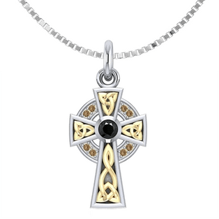Celtic Trinity Knot Cross with Golden Detailing DGC
