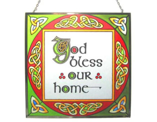 God Bless Our Home Stained Glass Window Panel