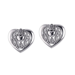 Celtic Claddagh Heart Post Earrings