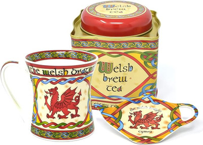 Set of Welsh Brew Tea, Dragon Mug & Teabag Holder Dublin Gift Company