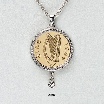 April Irish Lucky Penny Birthstone Necklace