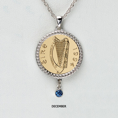 Irish Lucky Penny December Birthstone Necklace