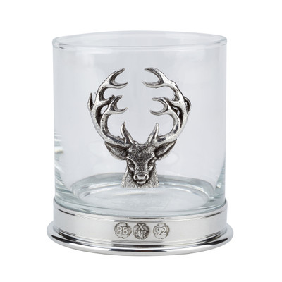 Handmade Pewter Stag Whisky Glass