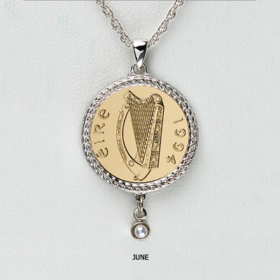 June Birthstone Irish Lucky Penny Necklace
