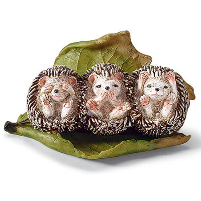 Resin See-No-Evil Hedgehogs Figurine