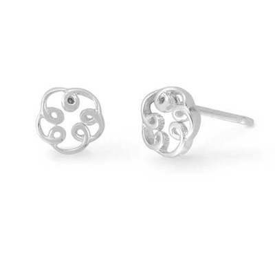 Sterling Silver Celtic Flower Stud Earrings