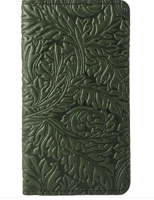 Leather Acanthus Leaf Checkbook Cover - Fern