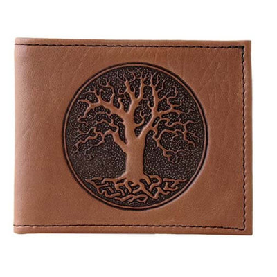 Leather Men's Wallet Tree of Life - Saddle
