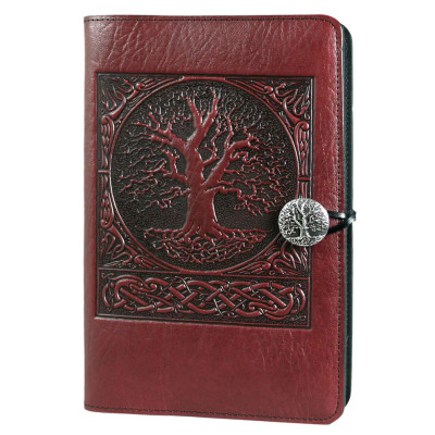 Leather Celtic Tree of Life Small Journal - Wine