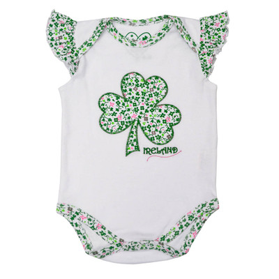 White/Green Shamrock Applique Baby Vest