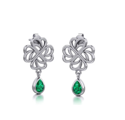 Sterling Silver Four Leaf Clover Post Earrings