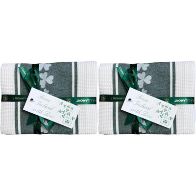 Shamrock Waffle 100% Cotton Tea Towel Pair