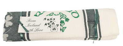 Samuel Lamont Bespoke Embroidered Waffle Towel Tree of Life and Ireland