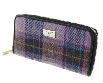 Long  Scottish Harris Tweed Zip Purse